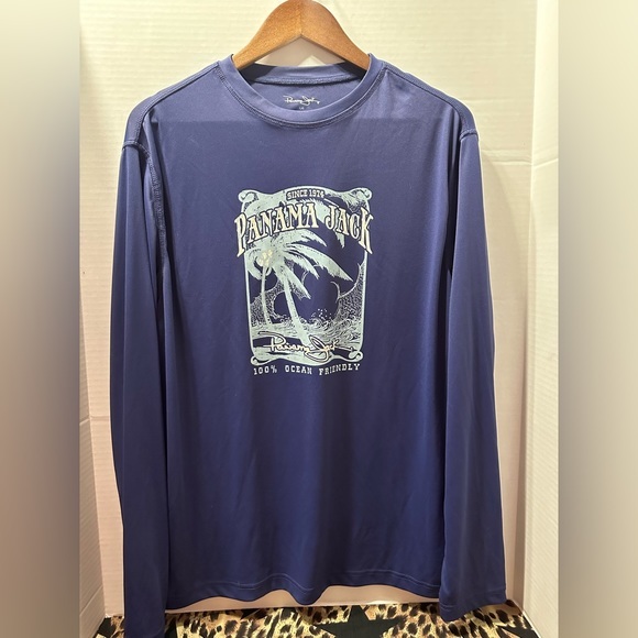 Men’s‎ Panama Jack Blue Performance Long Sleeve with Graphic. Large - Picture 3 of 3